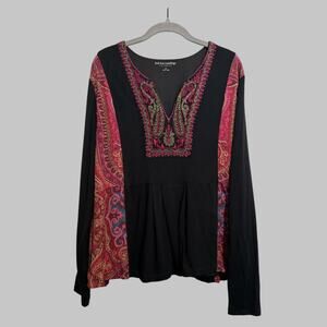 Soft Surroundings Kashmir Embroidered Beaded Lined Bohemian Patchwork Tunic 2X